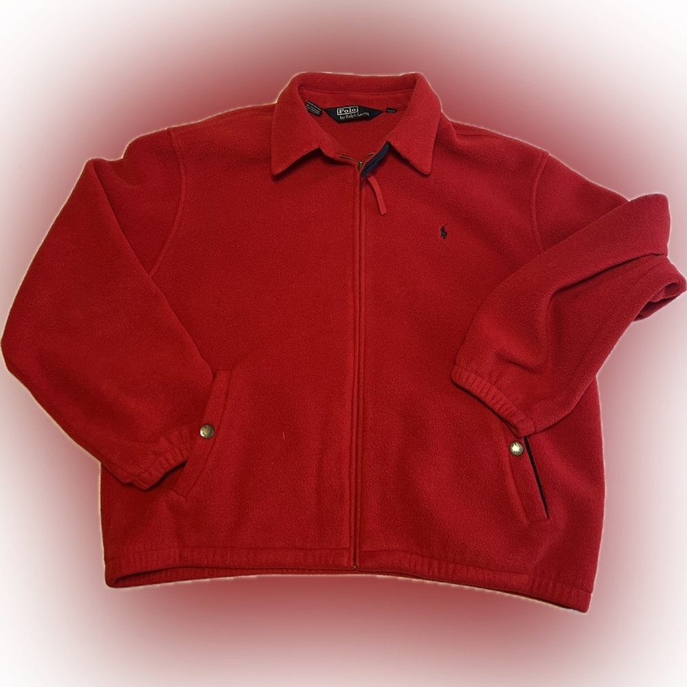 Vintage, red, Ralph Lauren, zip up fleece